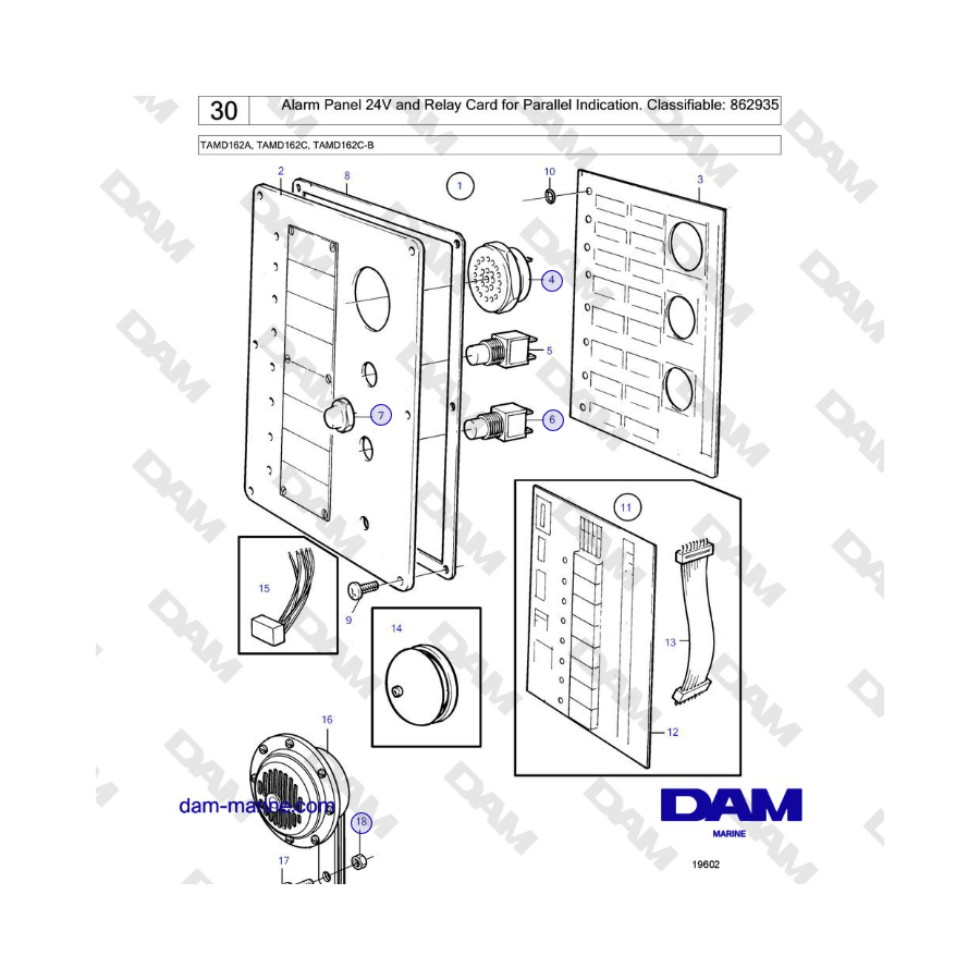 Volvo Penta TAMD162A, TAMD162C, TAMD162C-B - Alarm Panel 24V