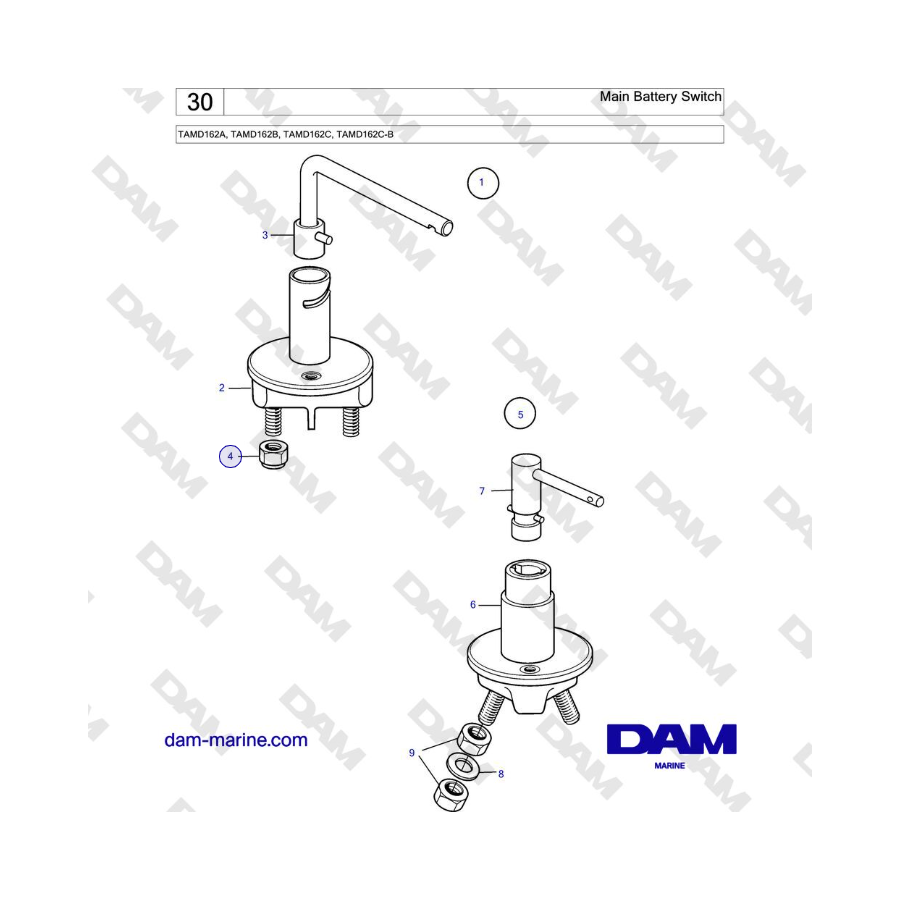 Volvo Penta TAMD162A, TAMD162B, TAMD162C, TAMD162C-B - Main Battery Switch