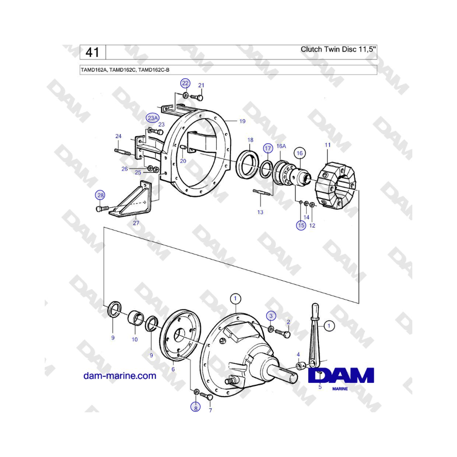 Volvo Penta TAMD162A, TAMD162C, TAMD162C-B - Clutch Twin Disc 11,5''