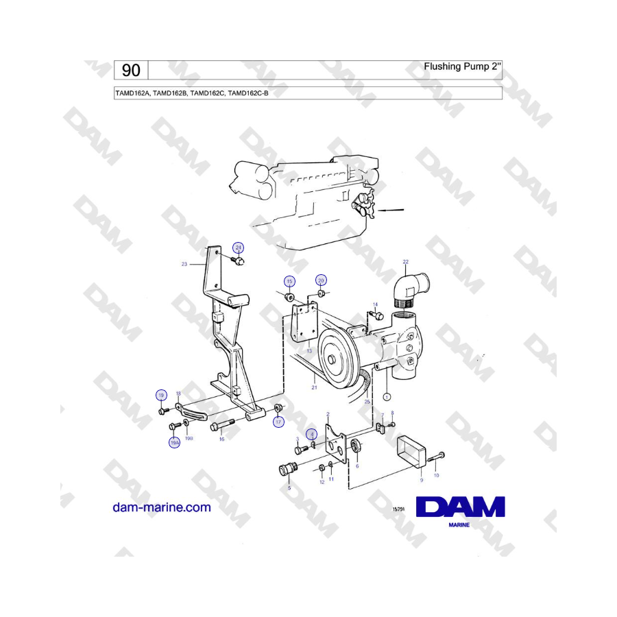 Volvo Penta TAMD162A, TAMD162B, TAMD162C, TAMD162C-B - Flushing Pump 2''