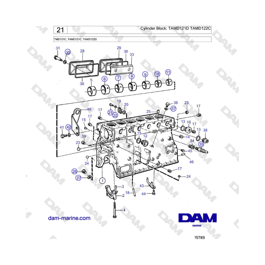 Volvo Penta TMD121C, TAMD121C, TAMD122D - Cylinder Block: TAMD121D TAMD122C 