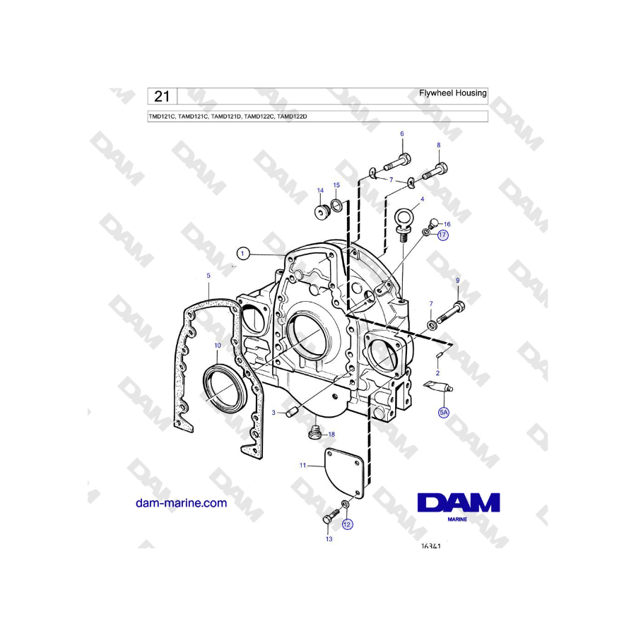 Volvo Penta TMD121C, TAMD121C, TAMD121D, TAMD122C, TAMD122D - Flywheel Housing 