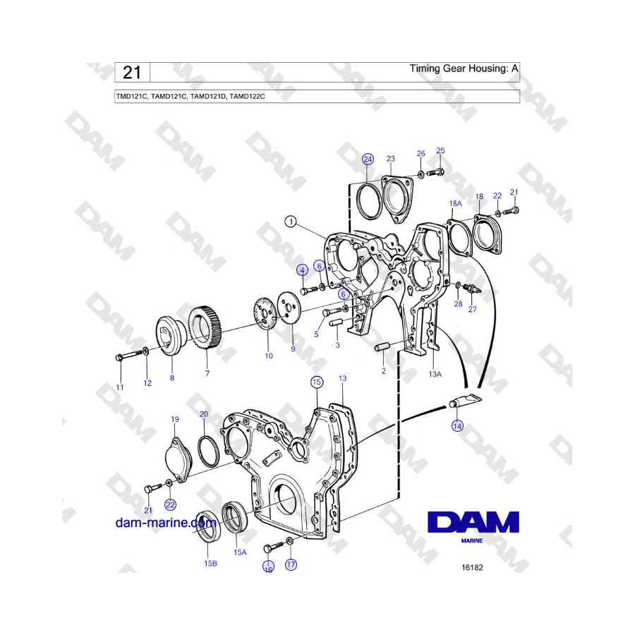 Volvo Penta TMD121C, TAMD121C, TAMD121D, TAMD122C - Timing Gear Housing: A