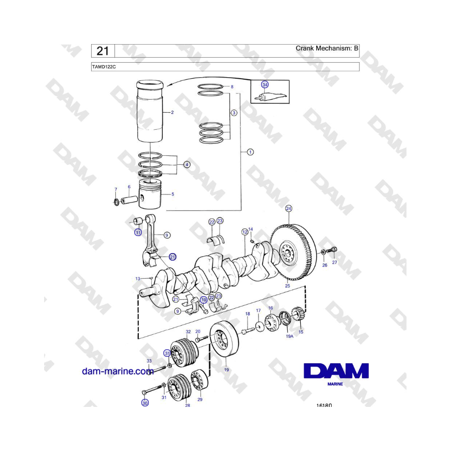 Volvo Penta TAMD122C - Crank Mechanism: B