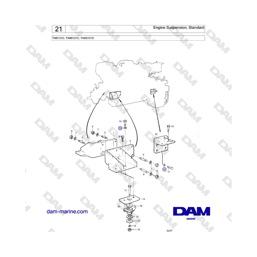 Volvo Penta TMD121C, TAMD121C, TAMD121D - Engine Suspension, Standard