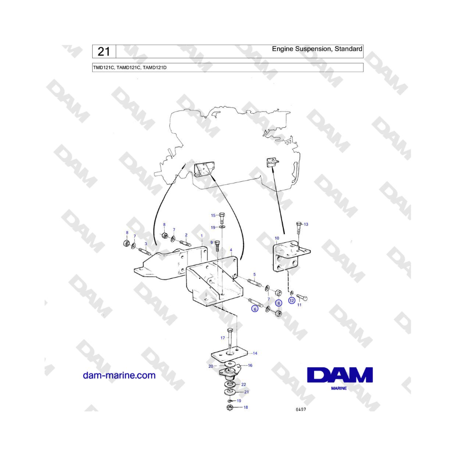 Volvo Penta TAMD122C, TAMD122D - Engine Suspension, Standard