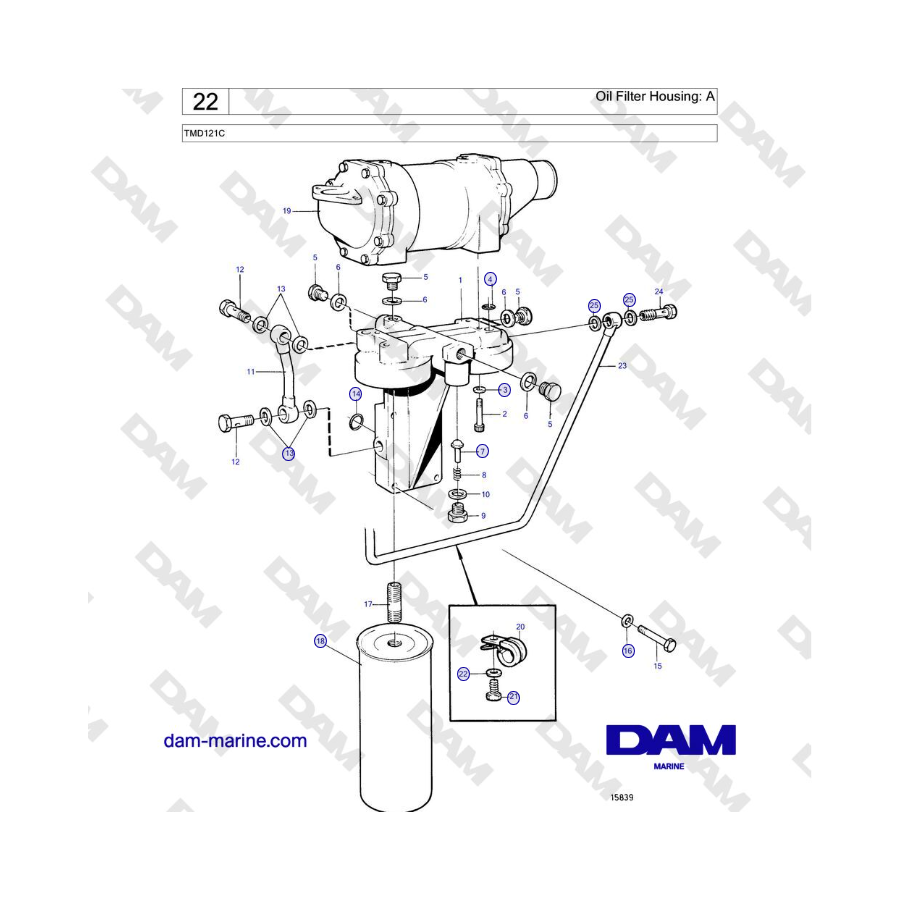 Volvo Penta TMD121C - Oil Filter Housing: A