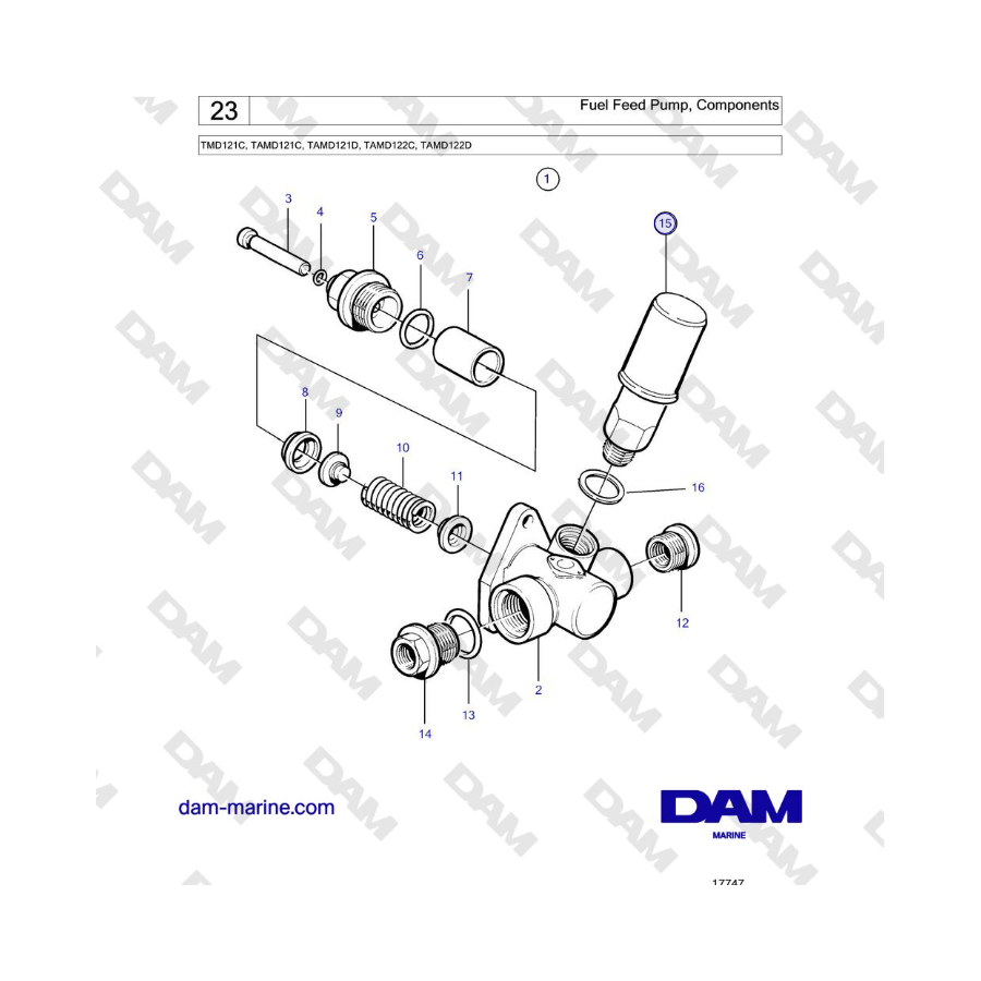 Volvo Penta TMD121C, TAMD121C, TAMD121D, TAMD122C, TAMD122D - Fuel Feed Pump, Components