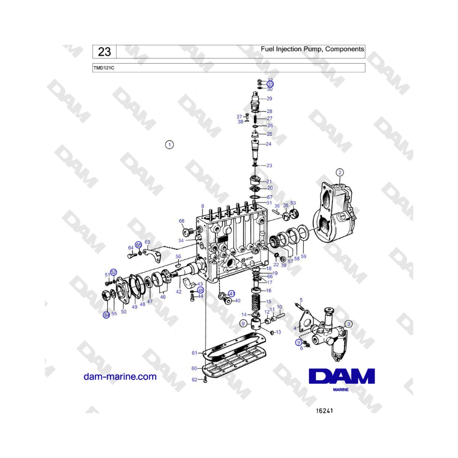 Volvo Penta TMD121C - Fuel Injection Pump, Components 