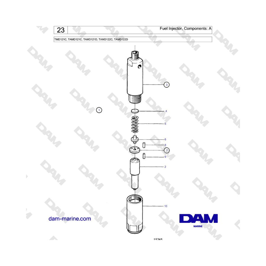 Volvo Penta TMD121C, TAMD121C, TAMD121D, TAMD122C, TAMD122D - Fuel Injector, Components: A 