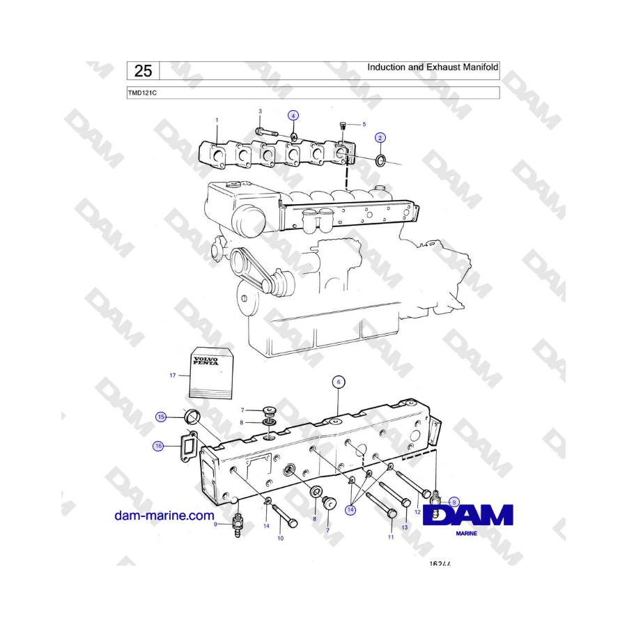 Volvo Penta TMD121C - Induction and Exhaust Manifold