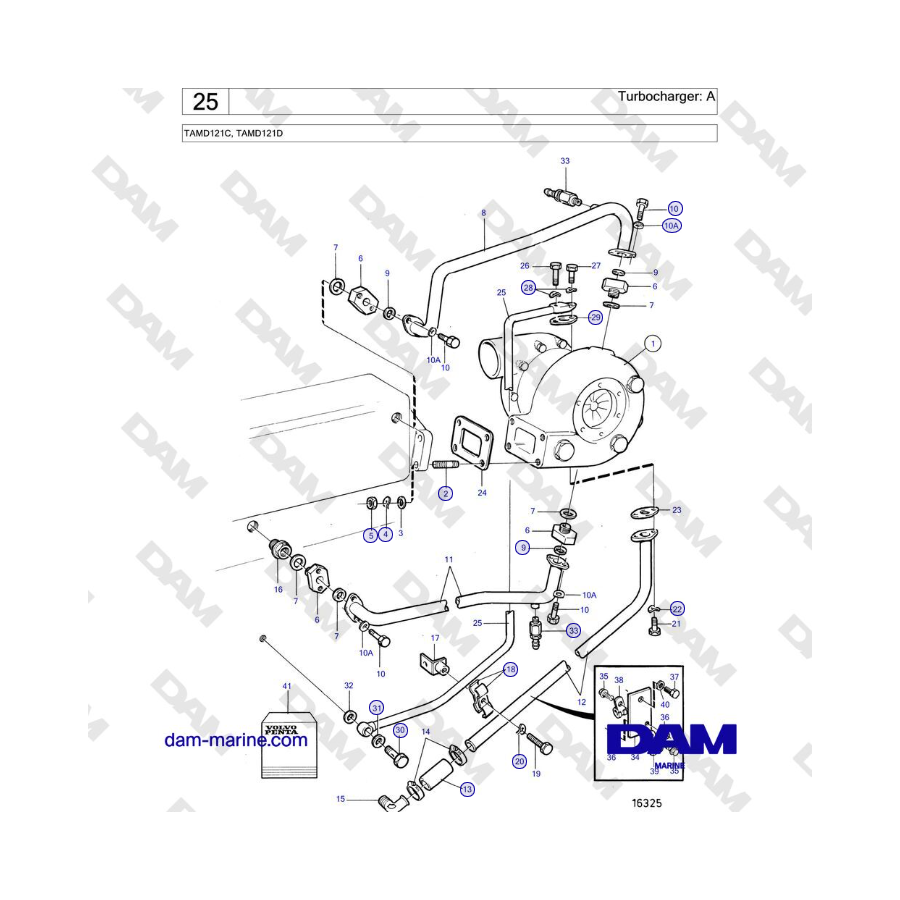 Volvo Penta TAMD121C, TAMD121D - Turbocharger: A