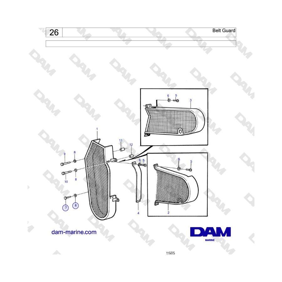 Volvo Penta TMD121C, TAMD121C, TAMD121D, TAMD122C, TAMD122D - Belt Guard