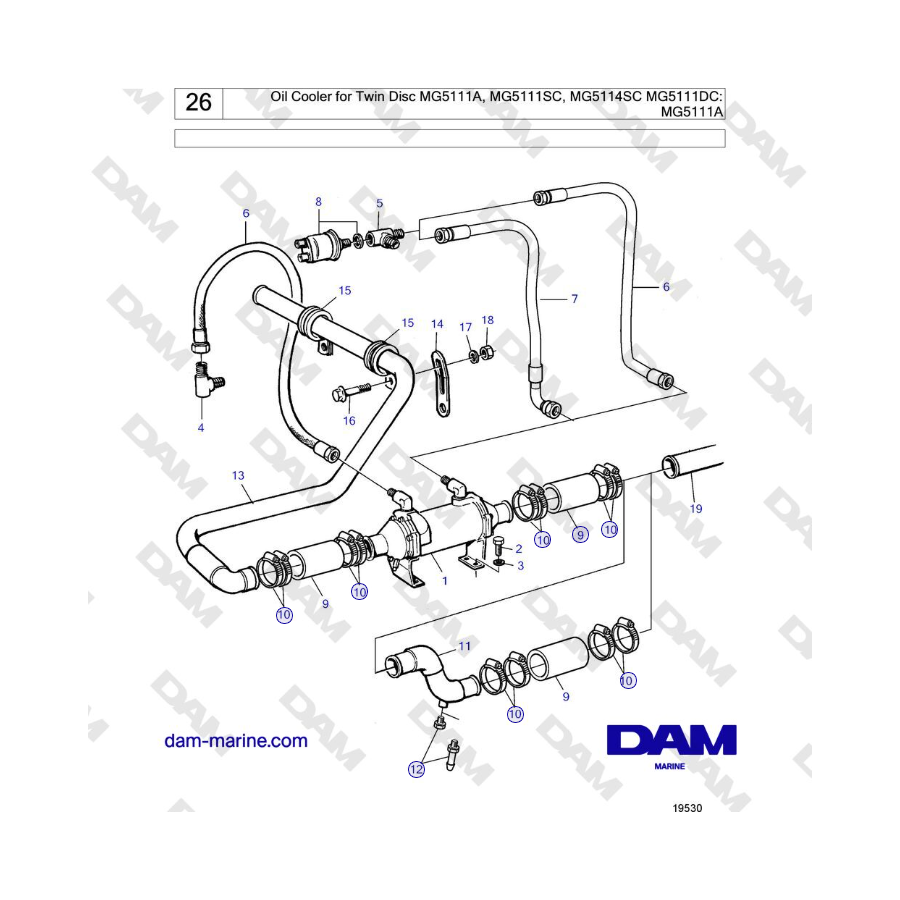 Volvo Penta TMD121C, TAMD121C, TAMD121D, TAMD122C, TAMD122D - Oil Cooler for Twin Disc