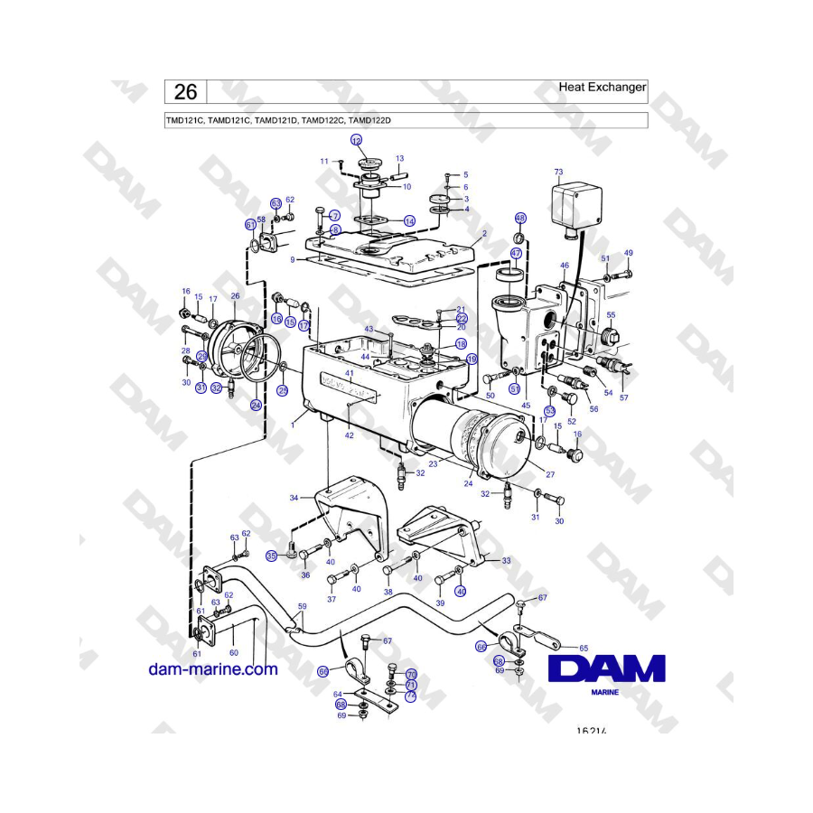 Volvo Penta TMD121C, TAMD121C, TAMD121D, TAMD122C, TAMD122D - Heat Exchanger