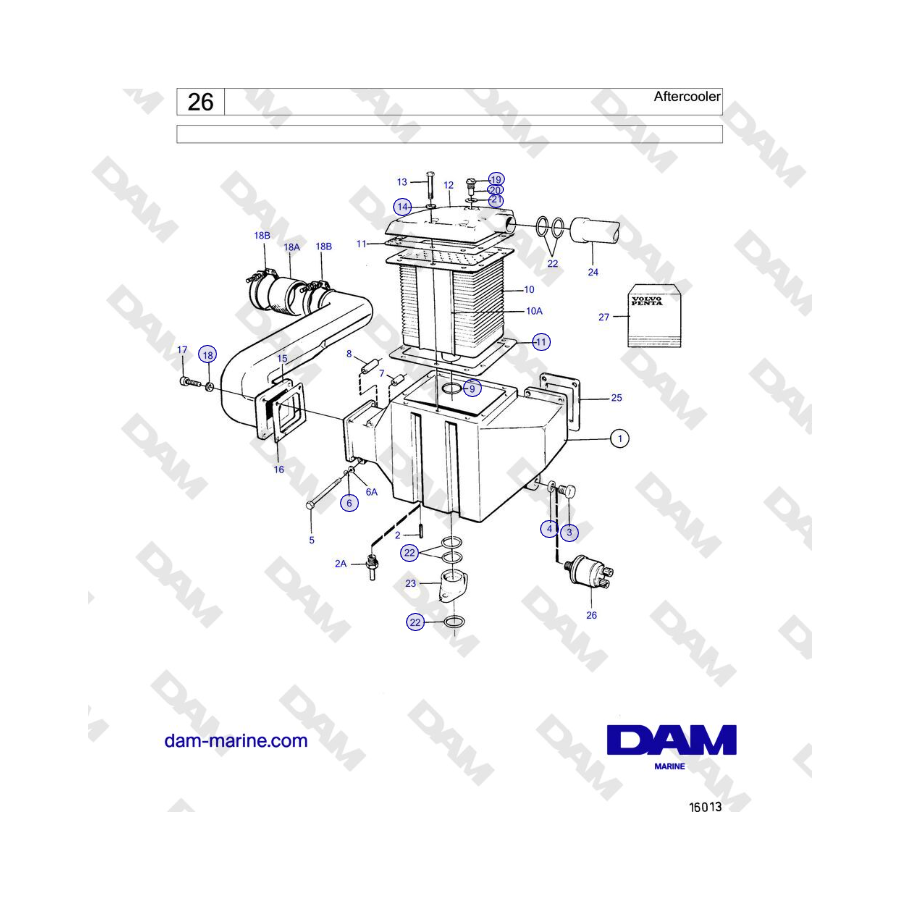 Volvo Penta TMD121C, TAMD121C, TAMD121D, TAMD122C, TAMD122D - Aftercooler