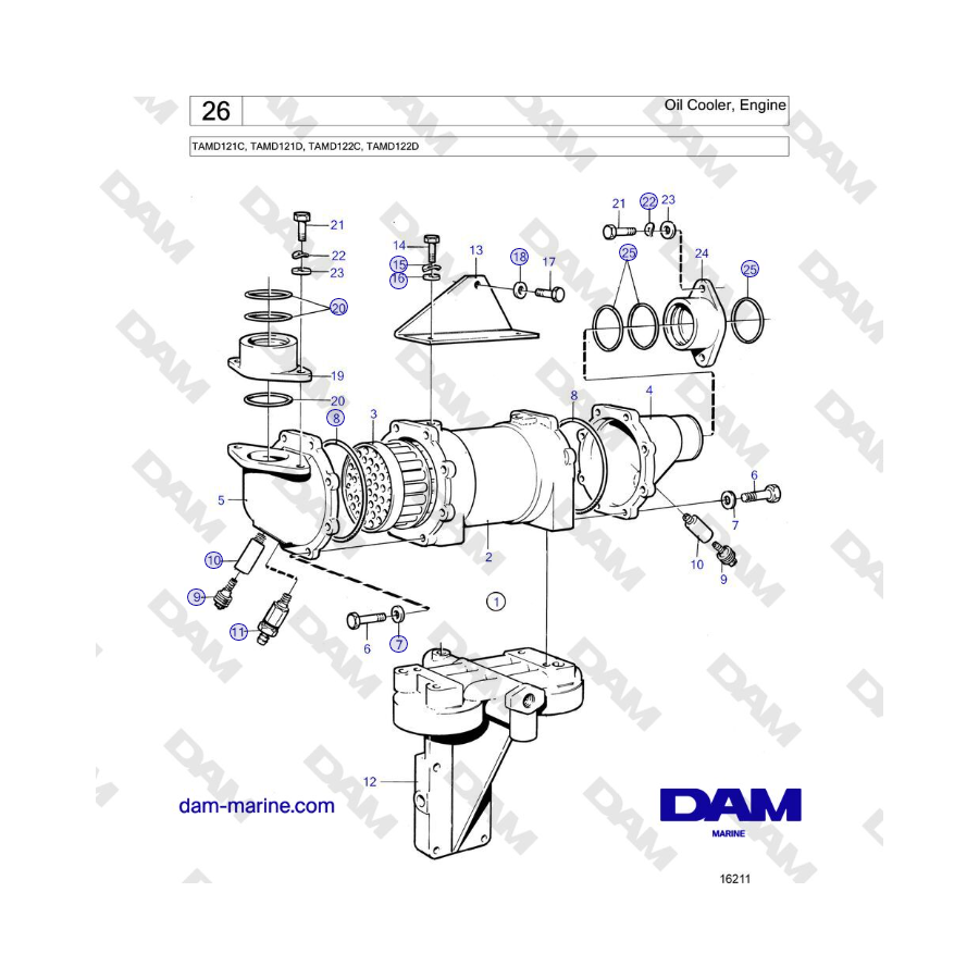 Volvo Penta TAMD121C, TAMD121D, TAMD122C, TAMD122D - Oil Cooler, Engine