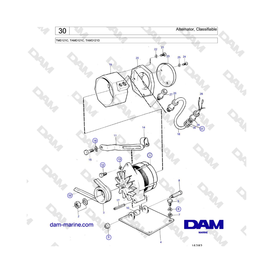 Volvo Penta TMD121C, TAMD121C, TAMD121D - Alternator, Classifiable