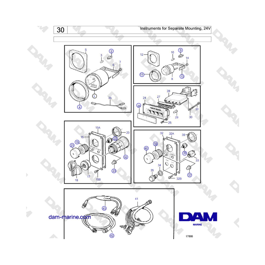 Volvo Penta TMD121C, TAMD121C, TAMD121D, TAMD122C, TAMD122D - Instruments for Separate Mounting, 24V