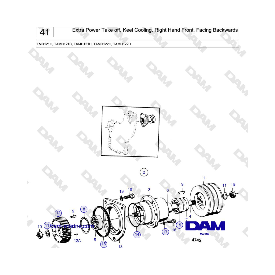 Volvo Penta TMD121C, TAMD121C, TAMD121D, TAMD122C, TAMD122D - Extra Power Take off, Keel Cooling