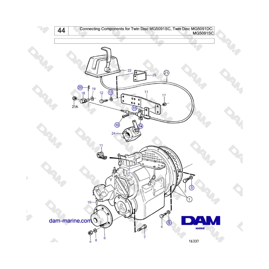 Volvo Penta TMD121C, TAMD121C, TAMD121D, TAMD122C, TAMD122D - Connecting Components for Twin Disc MG5091SC, Twin Disc MG5091DC