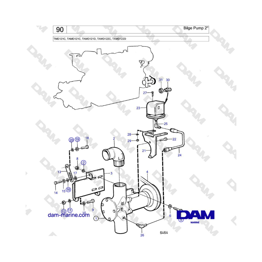 Volvo Penta TMD121C, TAMD121C, TAMD121D, TAMD122C, TAMD122D - Bilge Pump 2''