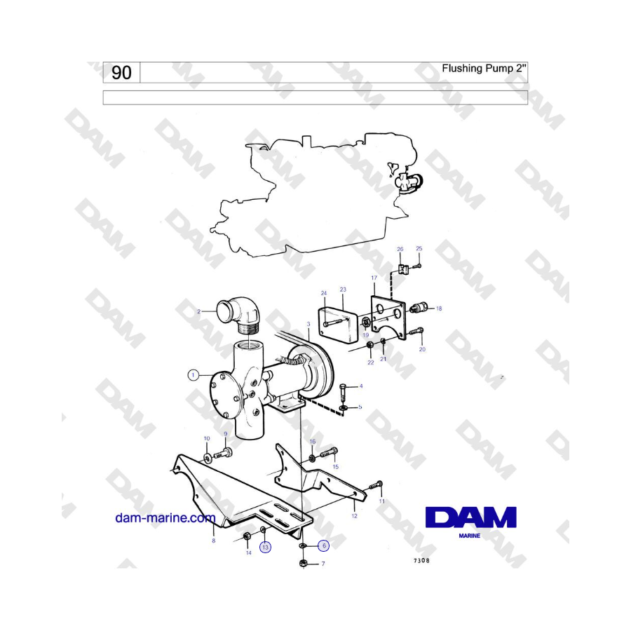 Volvo Penta TMD121C, TAMD121C, TAMD121D, TAMD122C, TAMD122D - Flushing Pump 2'' 