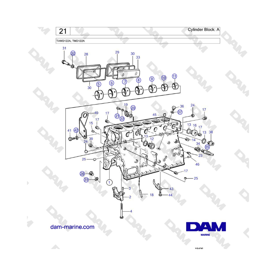 Volvo Penta TAMD122A, TMD122A - Cylinder Block: A