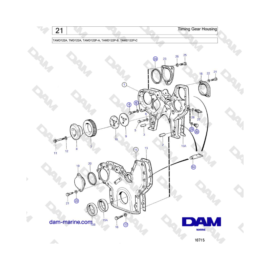 Volvo Penta TAMD122A, TMD122A, TAMD122P-A, TAMD122P-B, TAMD122P-C - Timing Gear Housing 