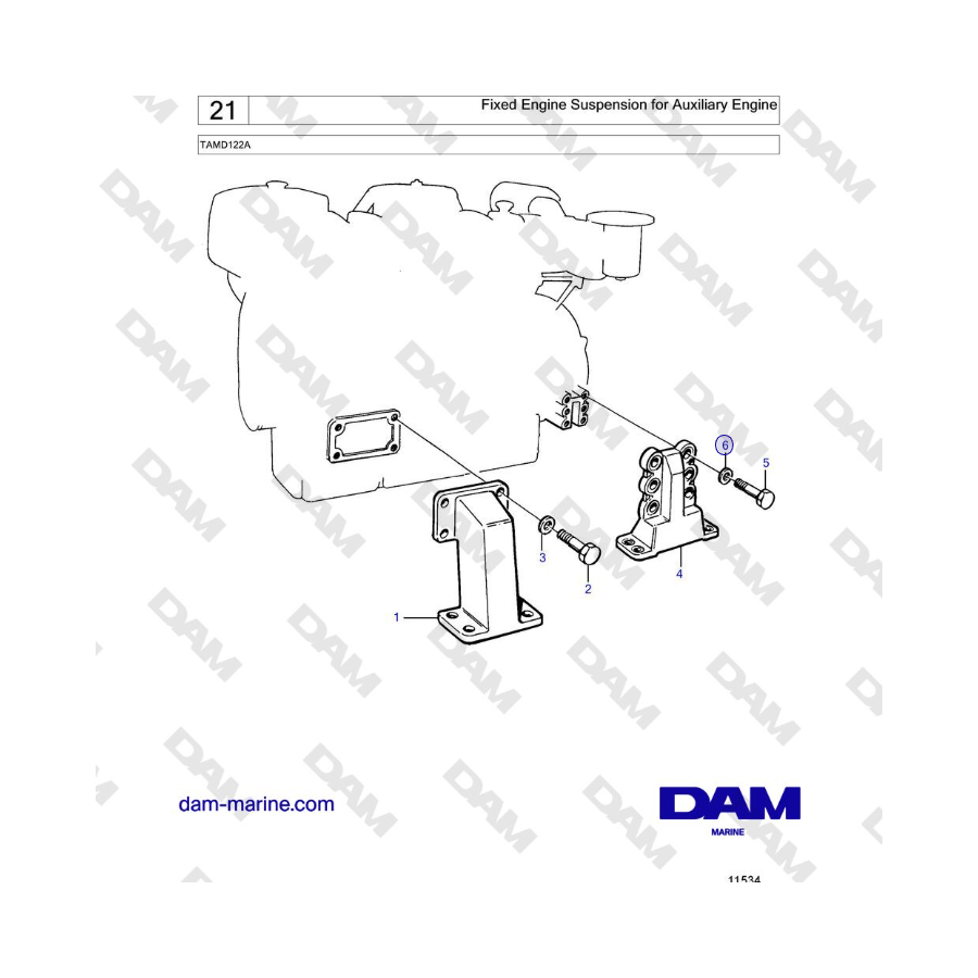 Volvo Penta TAMD122A - Fixed Engine Suspension for Auxiliary Engine