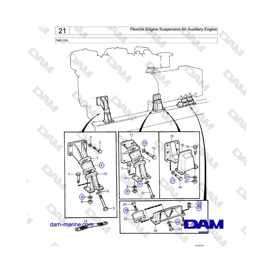 Volvo Penta TMD122A - Flexible Engine Suspension for Auxiliary Engine