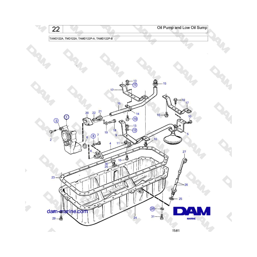 Volvo Penta TAMD122A, TMD122A, TAMD122P-A, TAMD122P-B - Oil Pump and Low Oil Sump 