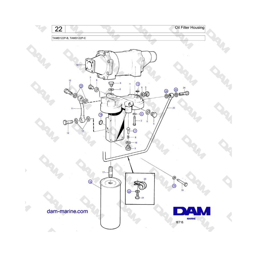 Volvo Penta TAMD122P-B, TAMD122P-C - Oil Filter Housing