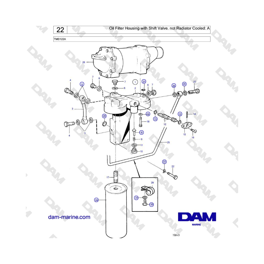 Volvo Penta TMD122A - Oil Filter Housing with Shift Valve. not Radiator Cooled: A