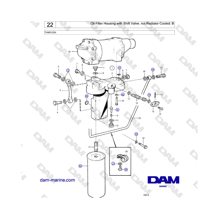 Volvo Penta TAMD122A - Oil Filter Housing with Shift Valve. not Radiator Cooled: B