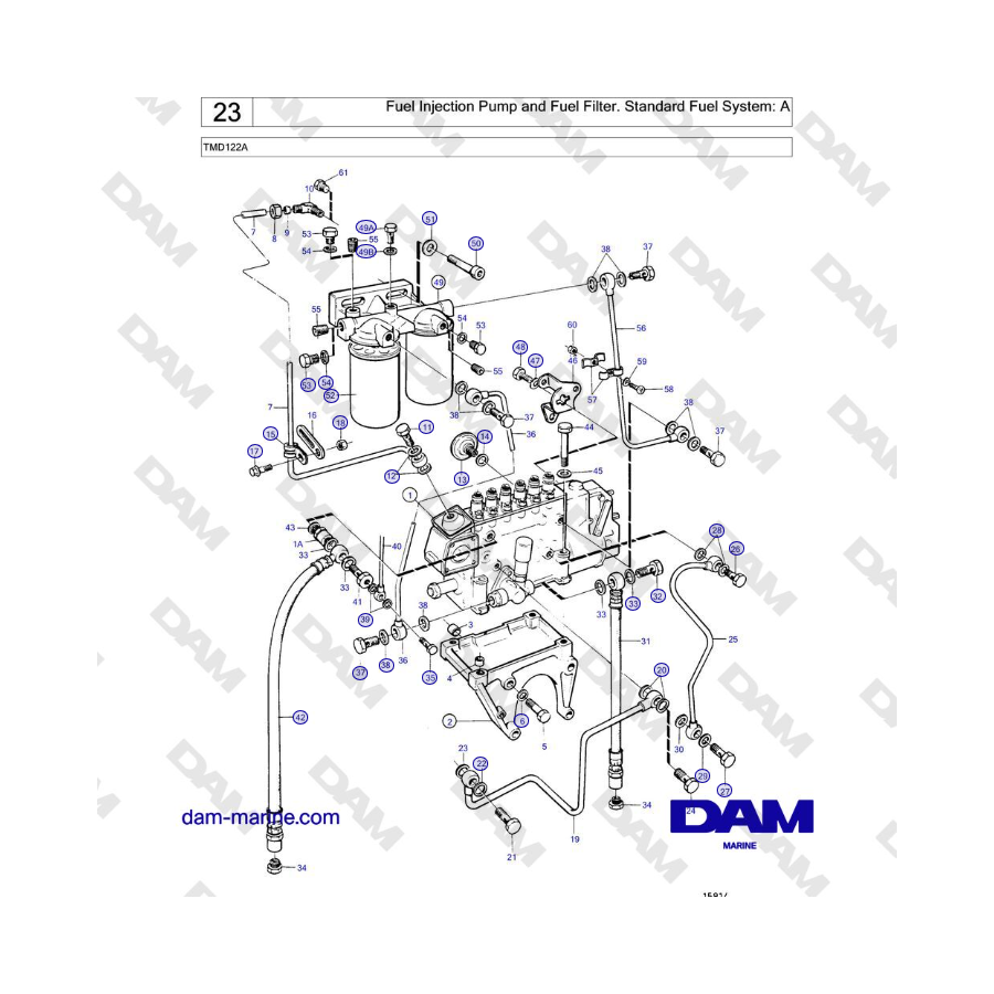 Volvo Penta TMD122A - Fuel Injection Pump and Fuel Filter. Standard Fuel System: A