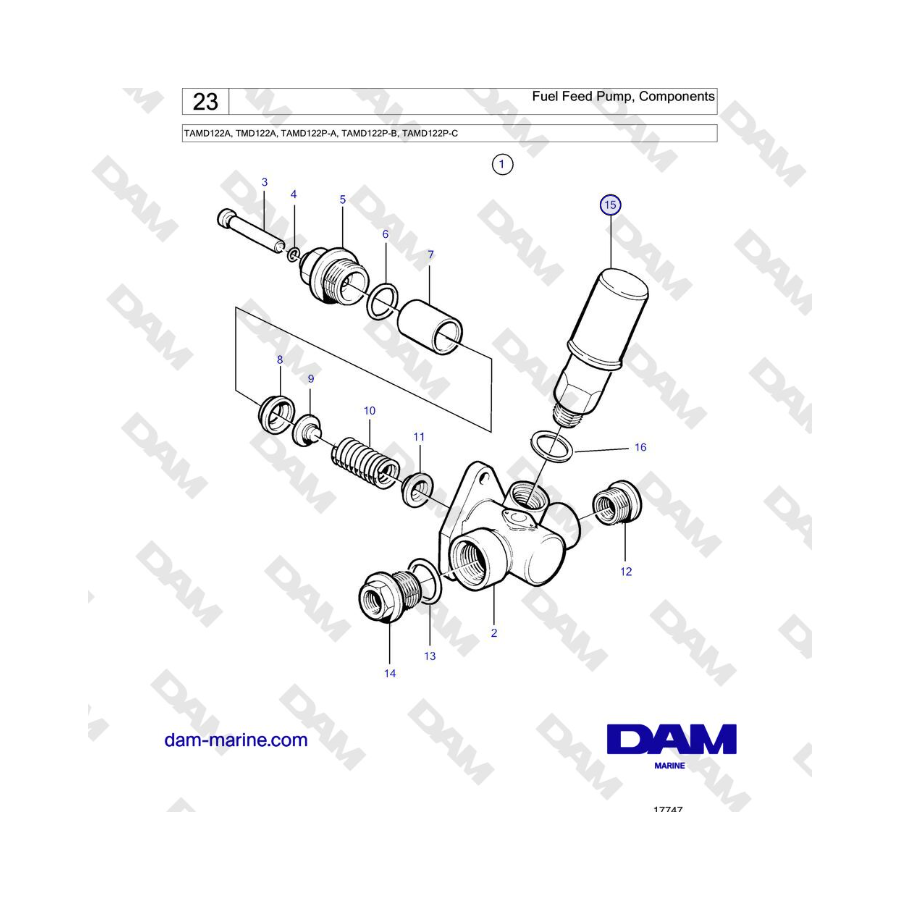 Volvo Penta TAMD122A, TMD122A, TAMD122P-A, TAMD122P-B, TAMD122P-C - Fuel Feed Pump, Components