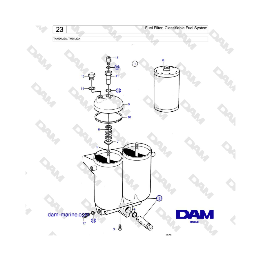 Volvo Penta TAMD122A, TMD122A - Fuel Filter, Classifiable Fuel System