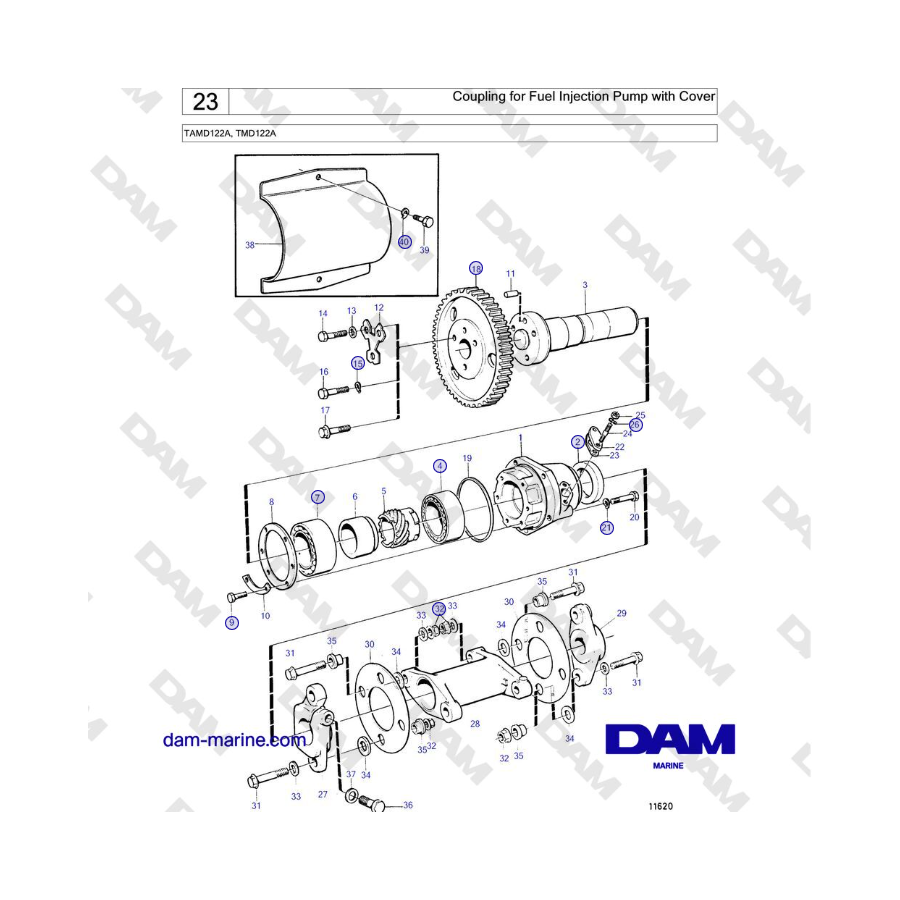 Volvo Penta TAMD122A, TMD122A - Coupling for Fuel Injection Pump with Cover