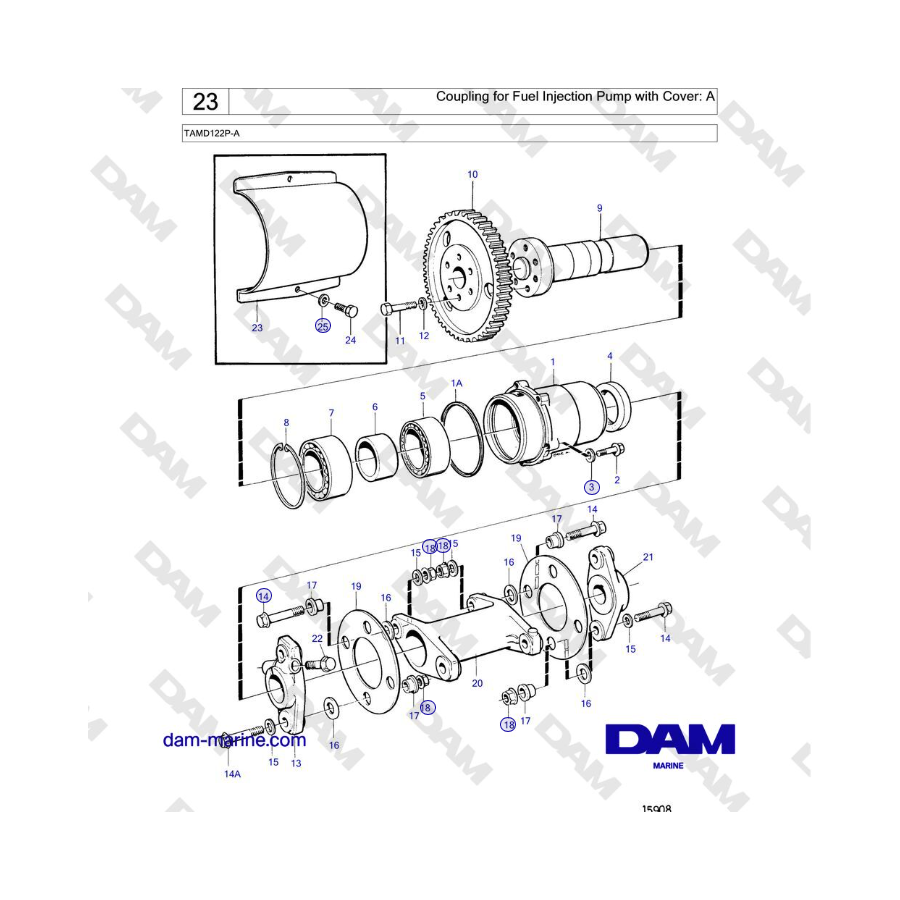 Volvo Penta TAMD122P-A - Coupling for Fuel Injection Pump with Cover: A