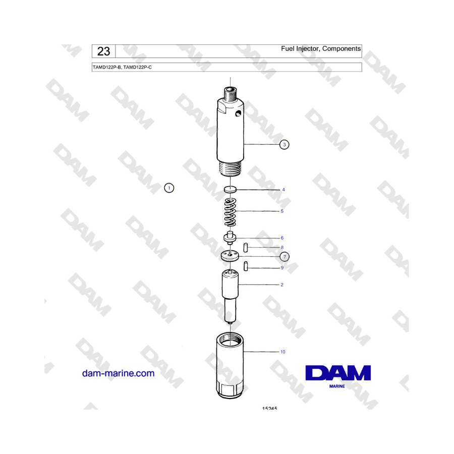 Volvo Penta TAMD122P-B, TAMD122P-C - Fuel Injector, Components