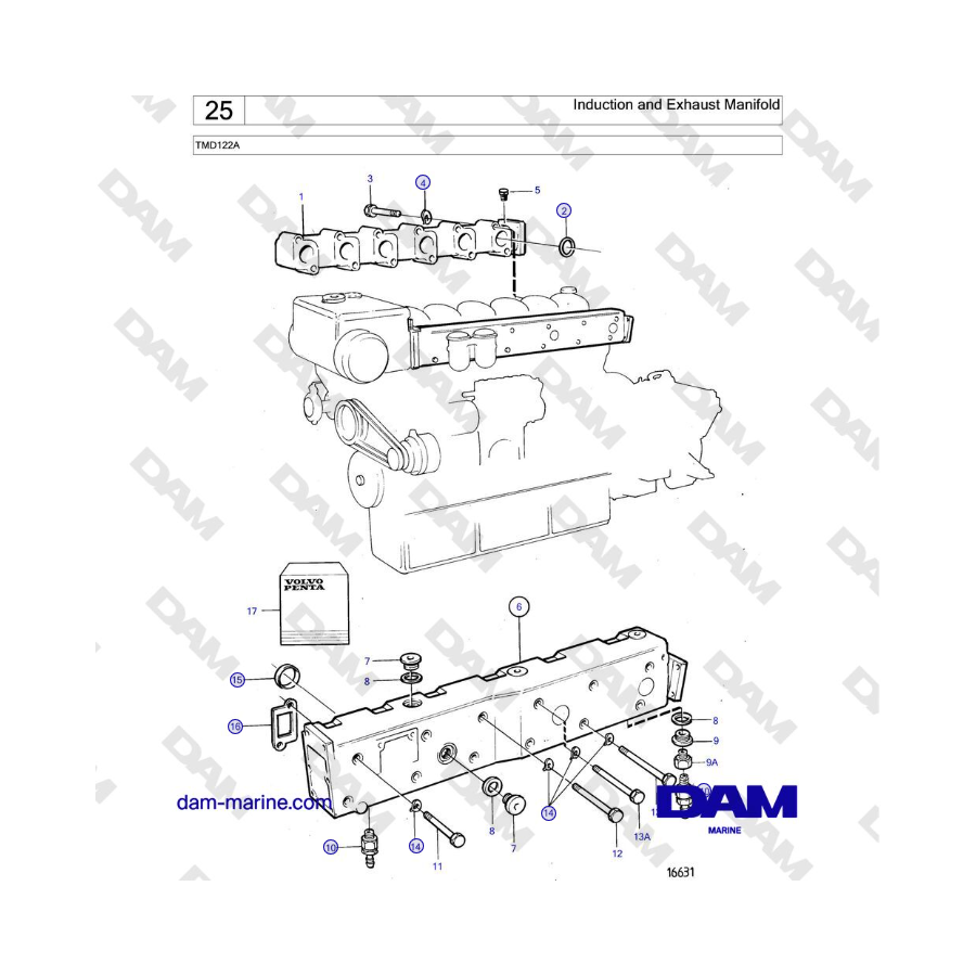 Volvo Penta TMD122A - Induction and Exhaust Manifold