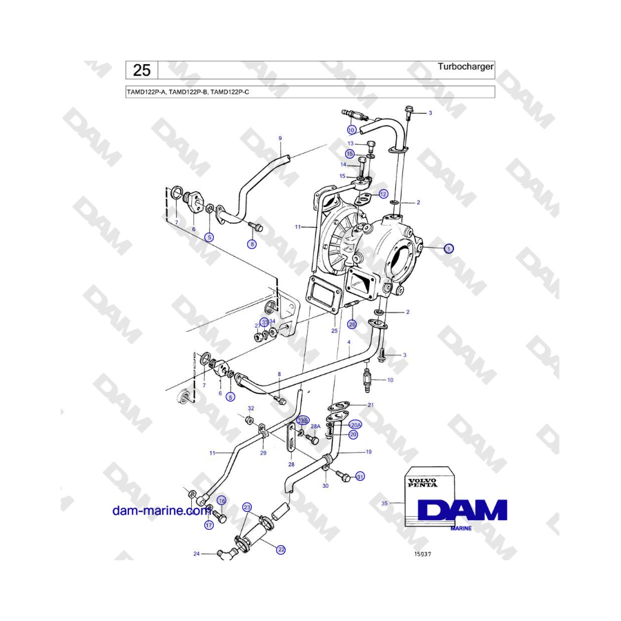 Volvo Penta TAMD122P-A, TAMD122P-B, TAMD122P-C - Turbocharger