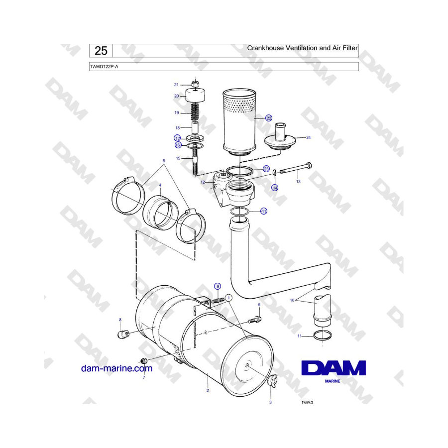 Volvo Penta TAMD122P-A - Crankhouse Ventilation and Air Filter