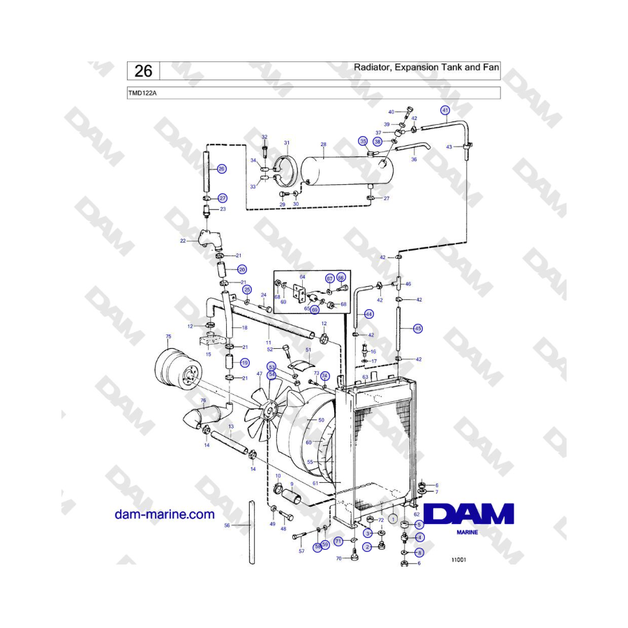 Volvo Penta TMD122A - Radiator, Expansion Tank and Fan 