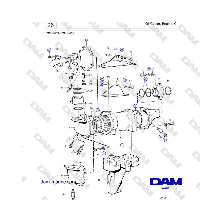 Volvo Penta TAMD122P-B, TAMD122P-C - Oil Cooler, Engine: C