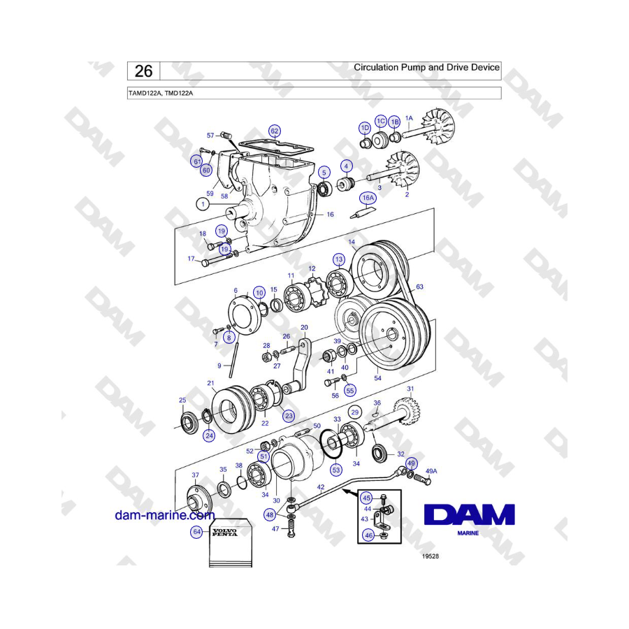 Volvo Penta TAMD122A, TMD122A - Circulation Pump and Drive Device