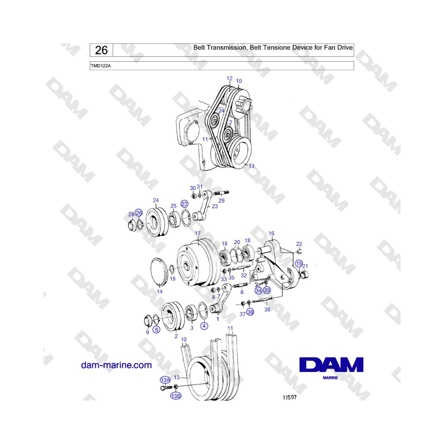 Volvo Penta TMD122A - Belt Transmission, Belt Tensione Device for Fan Drive