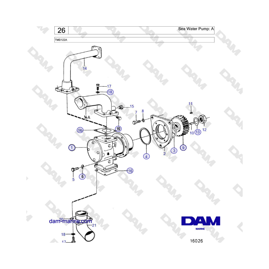 Volvo Penta TMD122A - Sea Water Pump: A