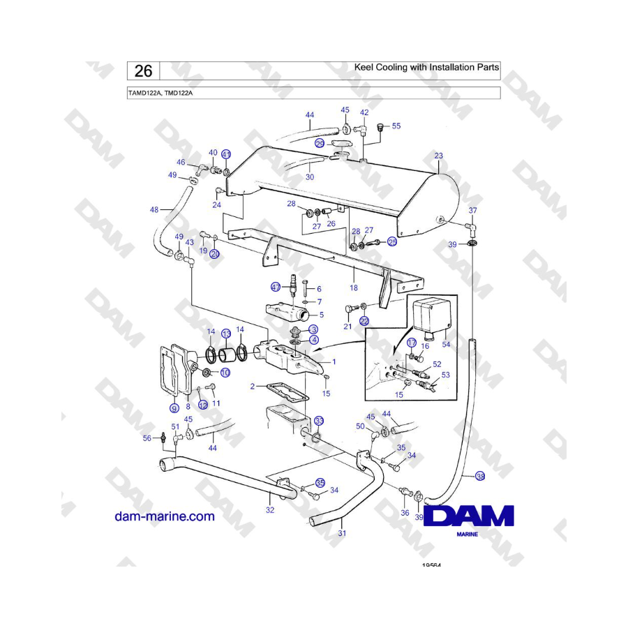 Volvo Penta TAMD122A, TMD122A - Keel Cooling with Installation Parts